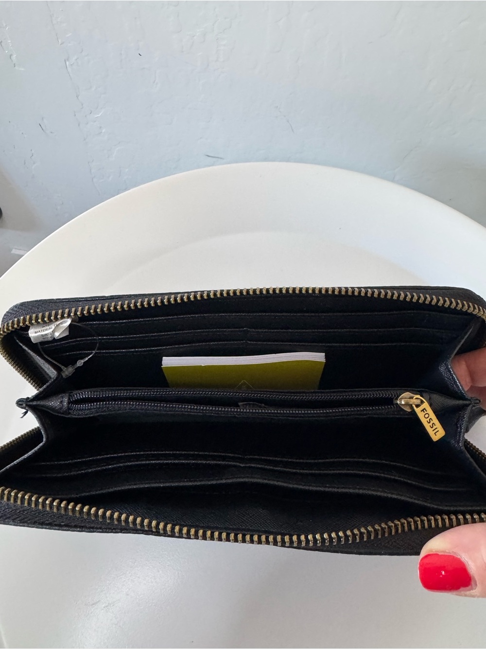 Fossil Black Pebbled Leather Zip-Around Wallet with Tassel - Picture 3 of 5